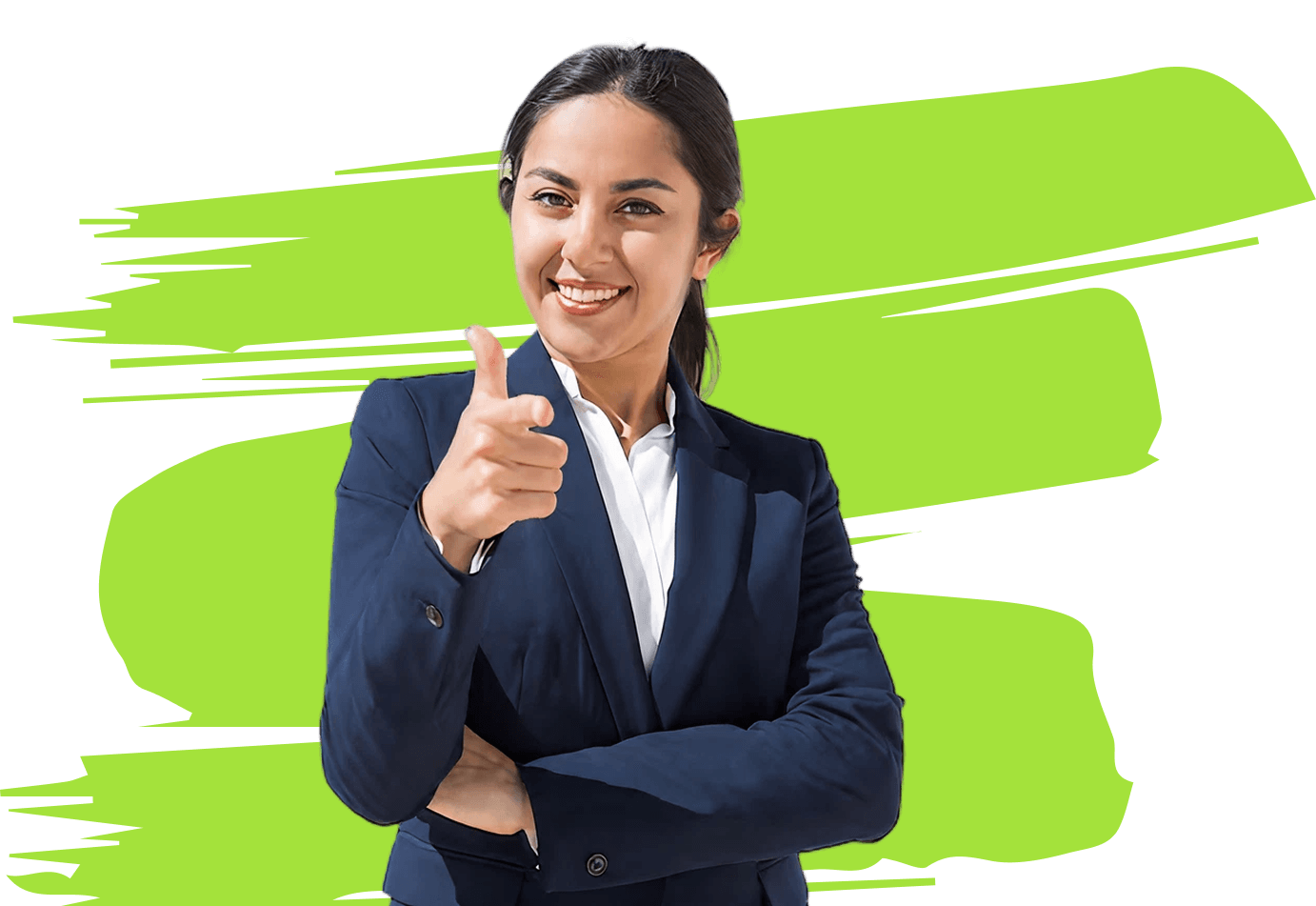 Student smiling and showing thumbs up