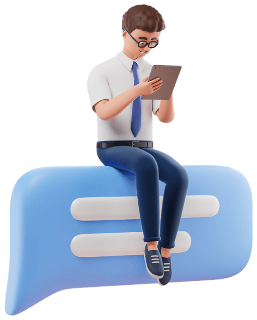 Student chatting with support desk illustration
